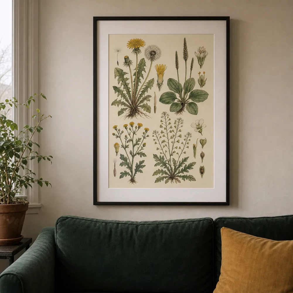 Illustrative mockup: Pavement Flora as a framed print