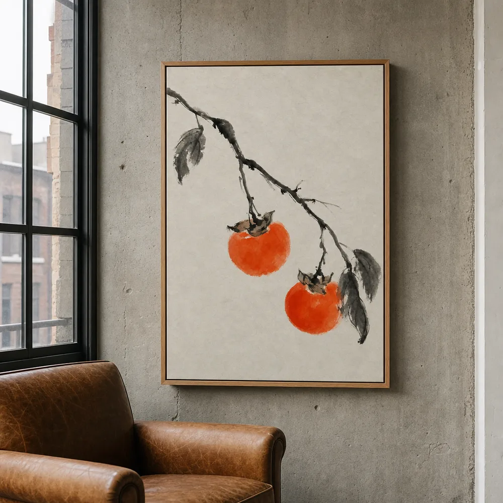 Illustrative mockup: the same artwork as a framed canvas